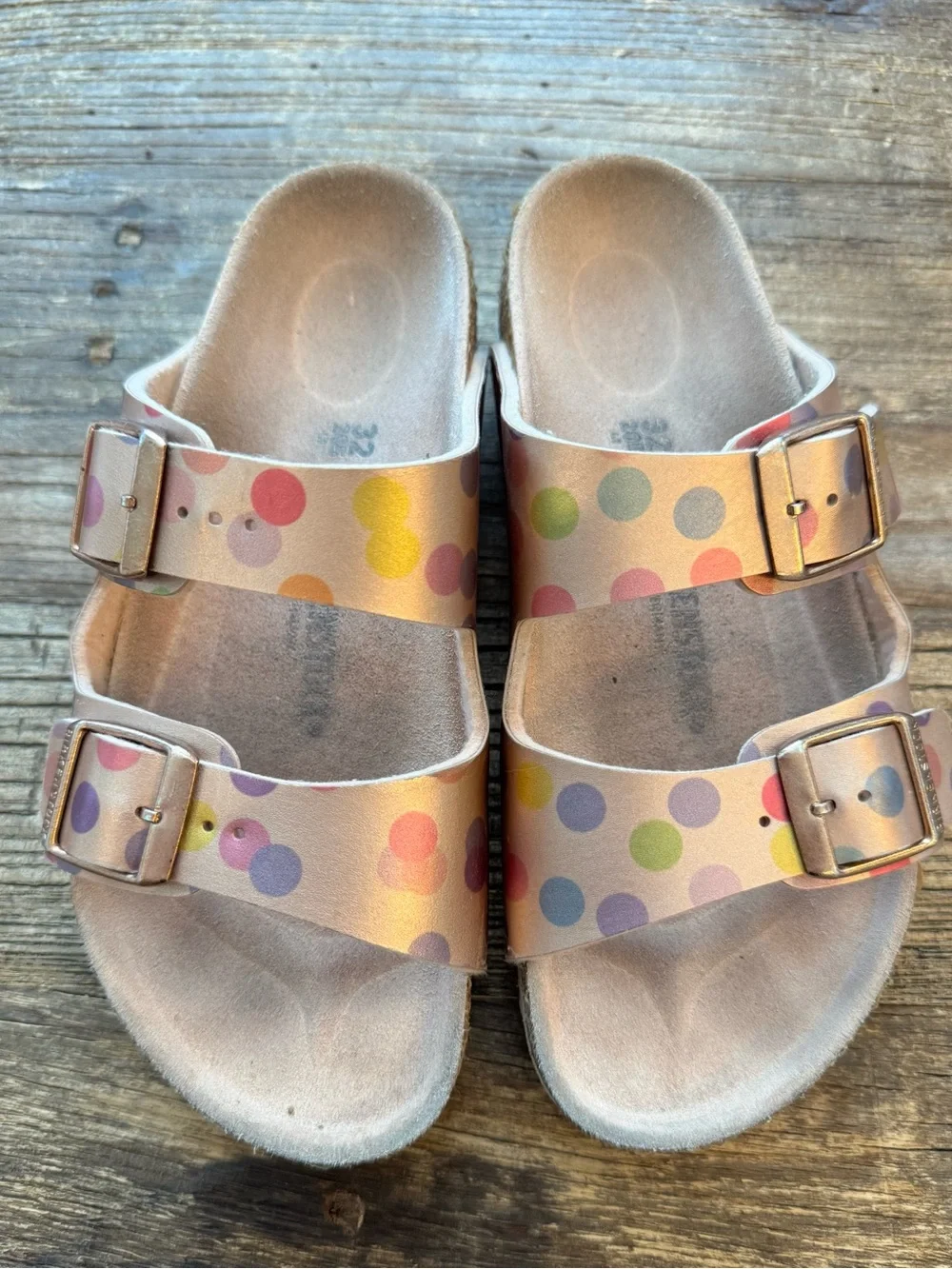 Birkenstock Arizona Girls Metallic Polka Dot Sandals EU 32 US 1–1.5